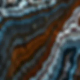 Close-up view of agate rock layers showcasing intricate patterns