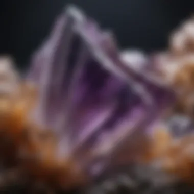 Intricate Color Variations in Amethyst Close-up view of a beautifully formed amethyst with intricate color variations.