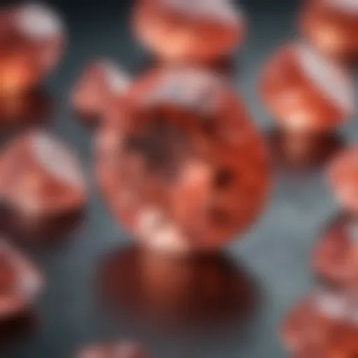 A close-up view of padparadscha sapphire showcasing its unique pink-orange hue.