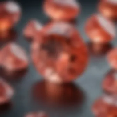 Close-up of Padparadscha Sapphire A close-up view of padparadscha sapphire showcasing its unique pink-orange hue.