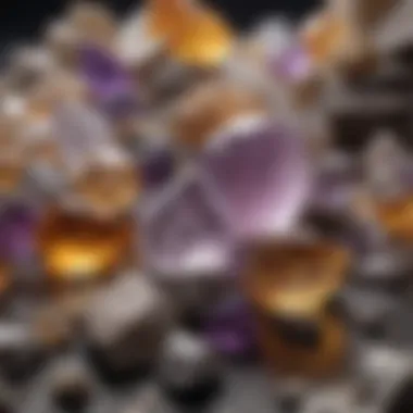 A visual representation of different quartz varieties including amethyst and citrine.