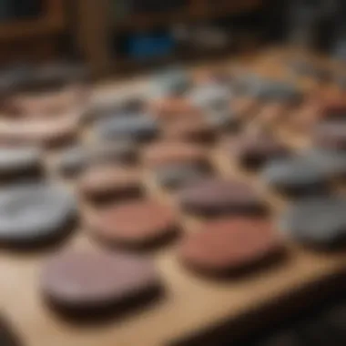 Variety of Rock Slab Polishers An assortment of rock slab polishers displayed on a workbench