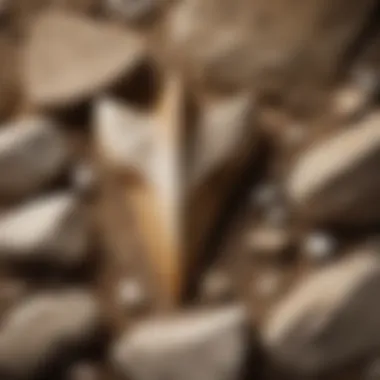 Fossilized Shark Tooth in Rock Illustration of a fossilized shark tooth embedded in sedimentary rock