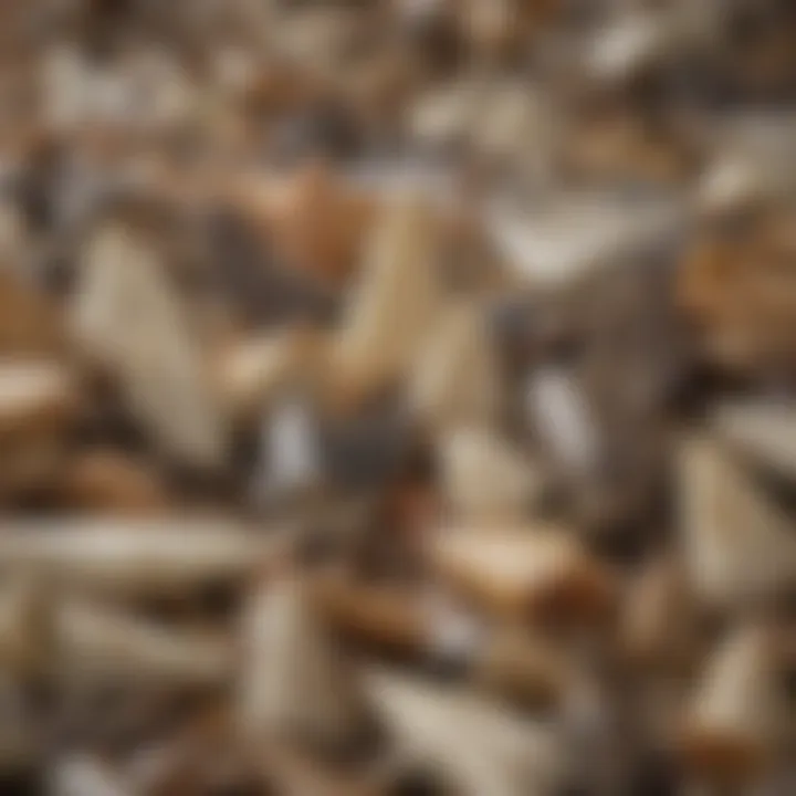 Close-up view of various shark teeth showcasing their unique shapes and sizes