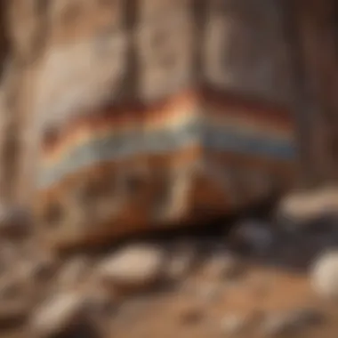 Sedimentary Rock Layers and Minerals Field image showcasing sedimentary layers with mineral deposits