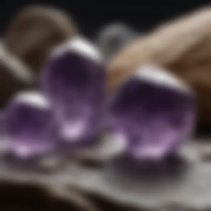 Comparison of raw amethyst sizes and quality variations