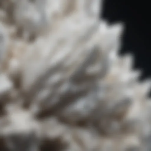 Close-up view of white quartz rock showcasing its crystalline structure