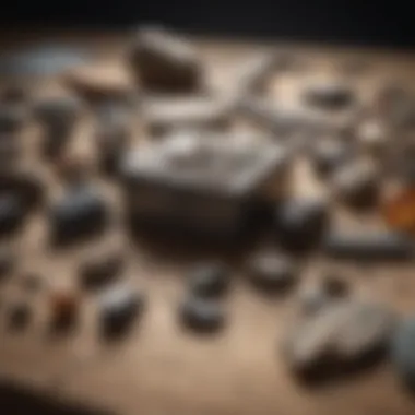 Essential Tools for Rock Identification An array of rock classification tools laid out on a table.