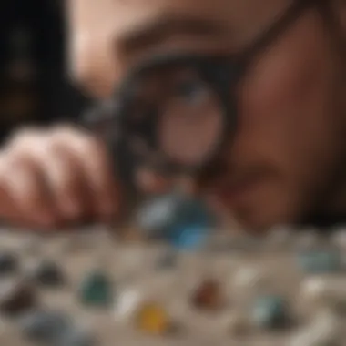 Close-up of a jeweler's loupe examining a gemstone