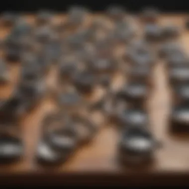 Various types of jewelers loupes displayed on a table