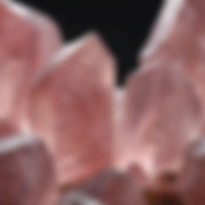 Close-up of polished rose quartz crystals